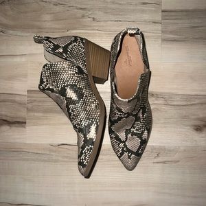 Snake print booties